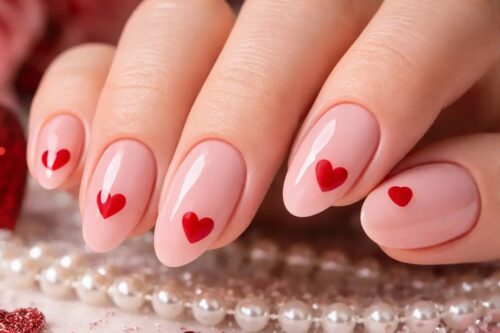 MANO CON MANICURE CUORI