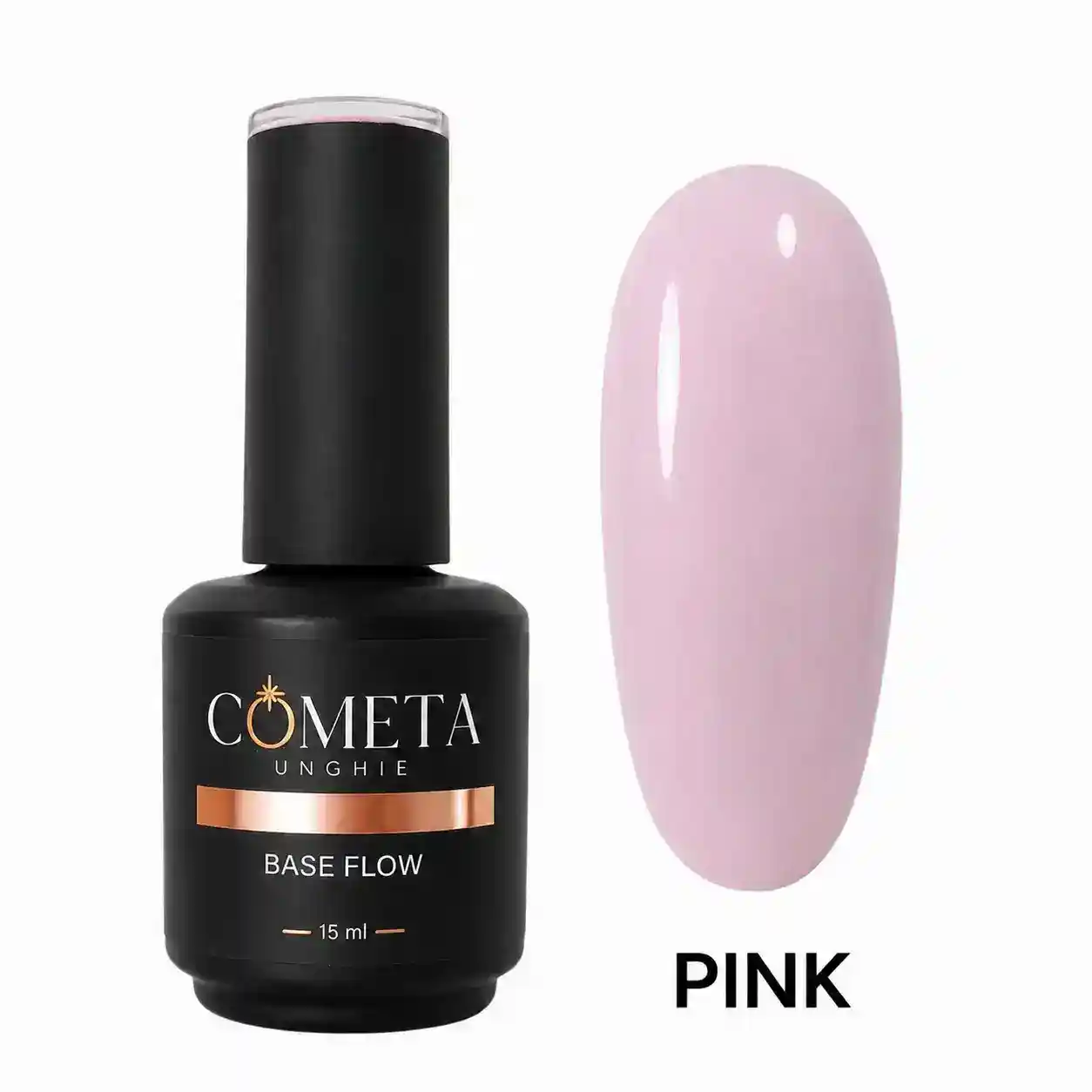 Base Flow Pink Cometa Unghie 15 ml, base rosa soft per manicure naturali