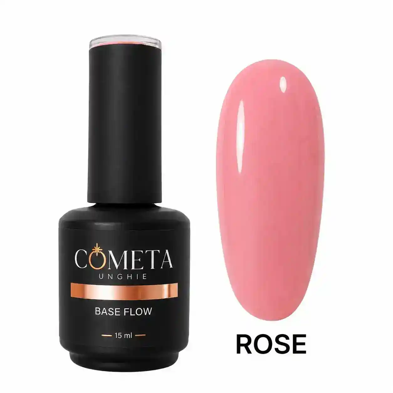 Base Flow Rose Cometa Unghie 15 ml, base rosa elegante per manicure naturali